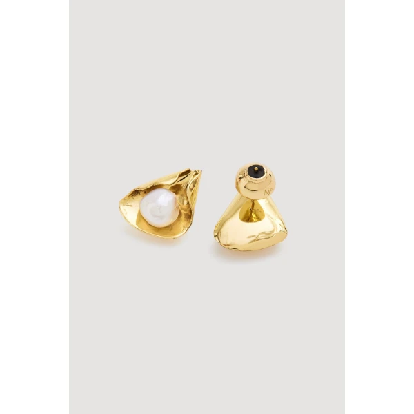 Aje Luneth Stud in Gold/Pearl | Earrings | Luxury Shoes 