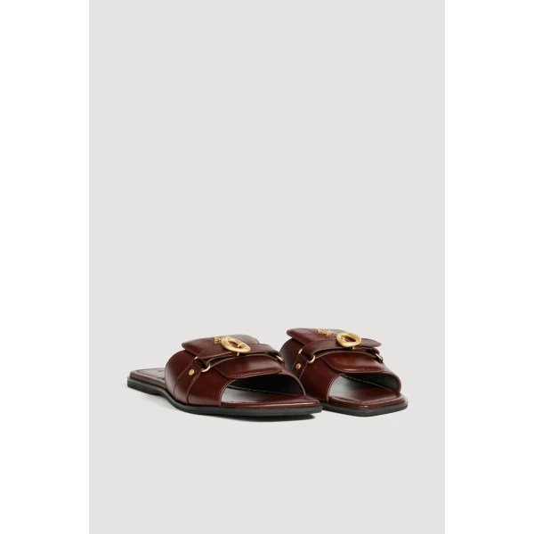 Aje Macy Buckle Slide in Chocolate | Flip Flops & Slides | Luxury Shoes 