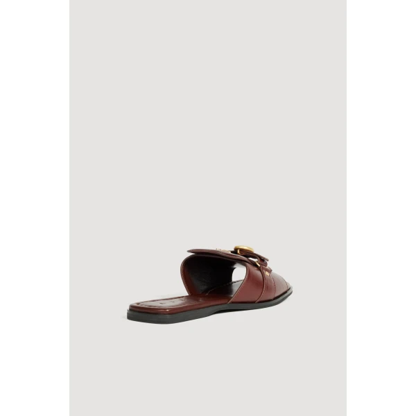 Aje Macy Buckle Slide in Chocolate | Flip Flops & Slides | Luxury Shoes 