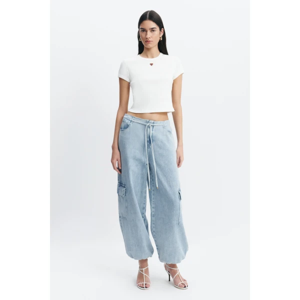 Aje Margot Denim Cargo Pant in Bleach | Pants | Luxury Shoes 