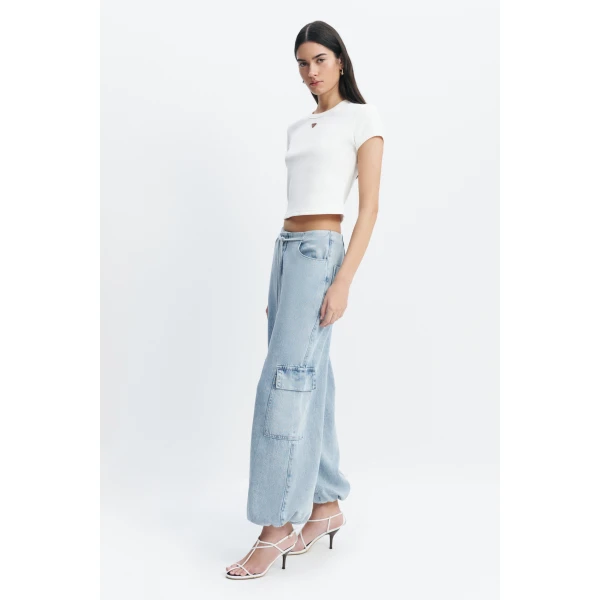 Aje Margot Denim Cargo Pant in Bleach | Pants | Luxury Shoes 