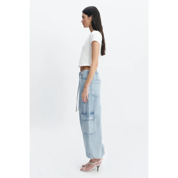 Aje Margot Denim Cargo Pant in Bleach | Pants | Luxury Shoes 