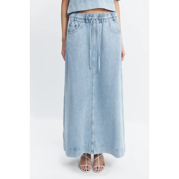 Aje Margot Denim Maxi Skirt in Bleach | Skirts | Luxury Shoes 