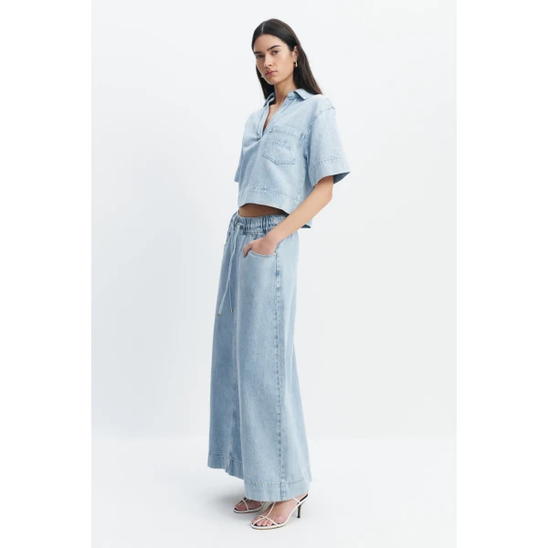 Aje Margot Denim Maxi Skirt in Bleach | Skirts | Luxury Shoes 