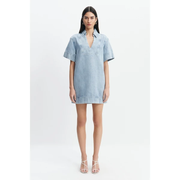 Aje Margot Denim Mini Dress in Bleach | Mini Dresses | Luxury Shoes 