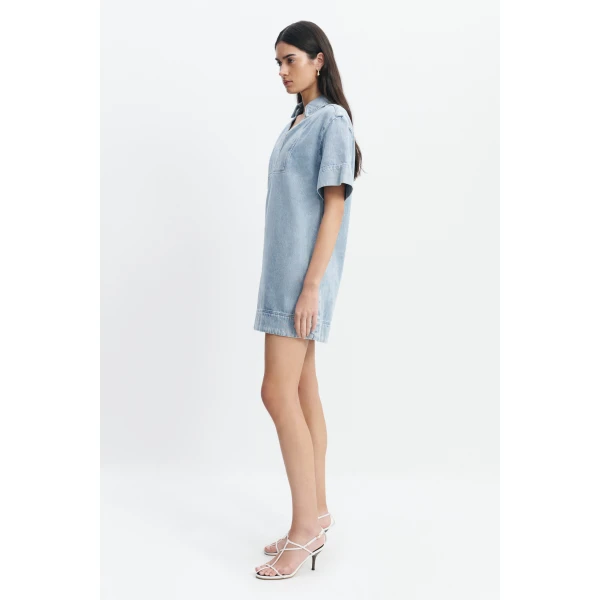 Aje Margot Denim Mini Dress in Bleach | Mini Dresses | Luxury Shoes 