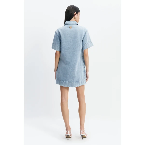 Aje Margot Denim Mini Dress in Bleach | Mini Dresses | Luxury Shoes 