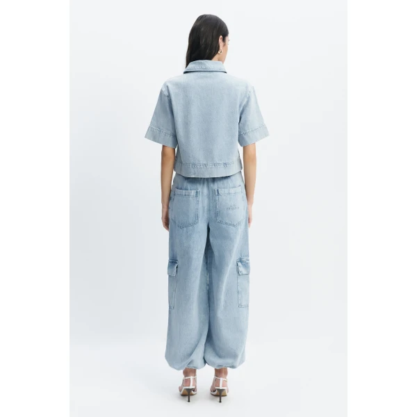 Aje Margot Denim Top in Bleach | Tops | Luxury Shoes 