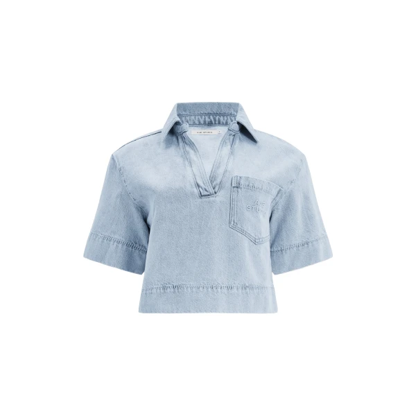 Aje Margot Denim Top in Bleach | Tops | Luxury Shoes 