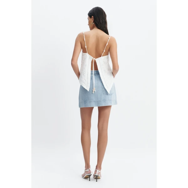 Aje Margot Mini Denim Skirt in Bleach | Skirts | Luxury Shoes 