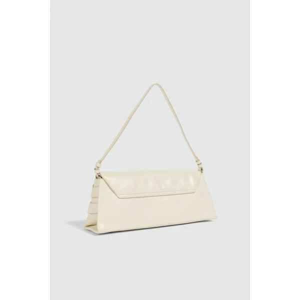 Aje Maxine Medium Clutch in Ivory/Silver | Clutch Bags | Luxury Shoes 