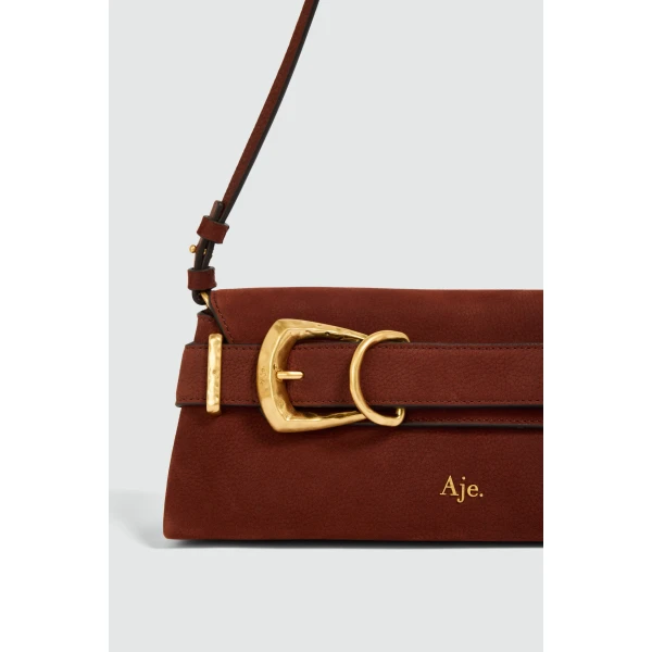 Aje Maxine Nubuck Clutch in Mahogony | Clutch Bags | Luxury Shoes 