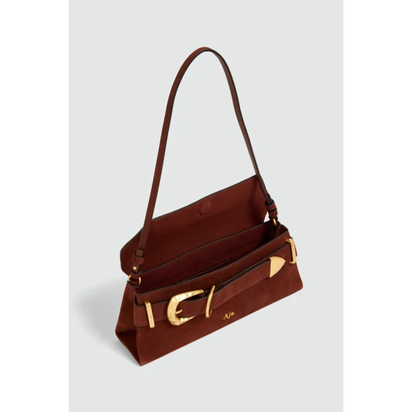 Aje Maxine Nubuck Clutch in Mahogony | Clutch Bags | Luxury Shoes 