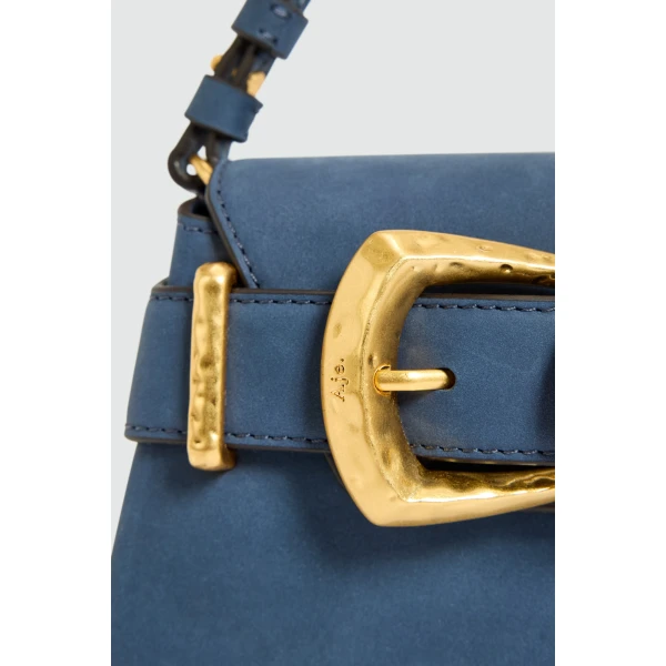 Aje Maxine Nubuck Clutch in Midnight Blue | Clutch Bags | Luxury Shoes 
