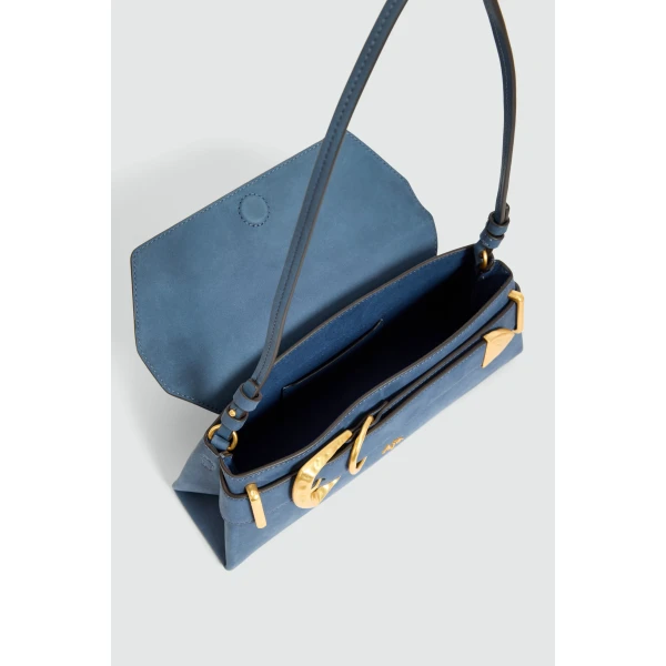Aje Maxine Nubuck Clutch in Midnight Blue | Clutch Bags | Luxury Shoes 