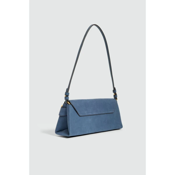 Aje Maxine Nubuck Clutch in Midnight Blue | Clutch Bags | Luxury Shoes 