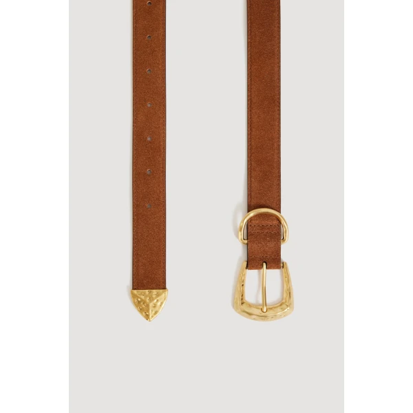 Aje Maxine Suede Belt in Amber Brown | Belts | Luxury Shoes 
