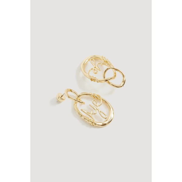Aje Melodia Logo Drop Earring in Gold | Earrings | Luxury Shoes 