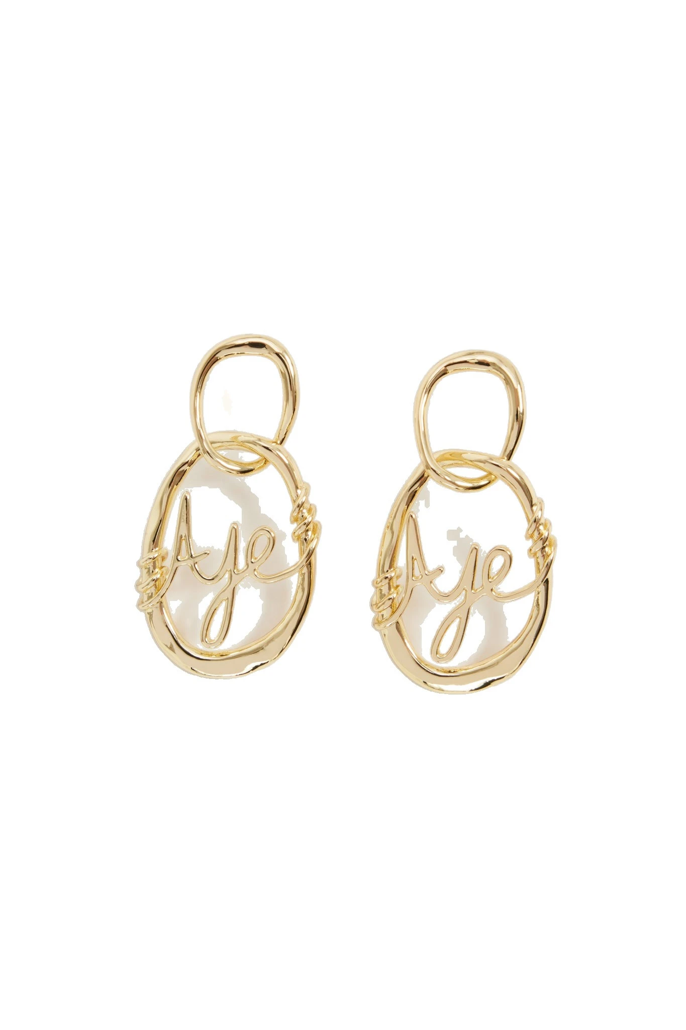 Aje Melodia Logo Drop Earring Gold Aje Melodia Logo Drop Earring in Gold | Earrings | Luxury Shoes