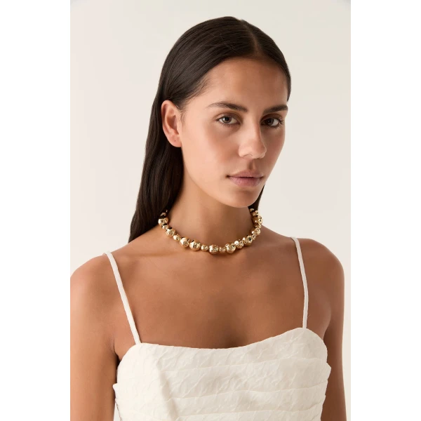 Aje Mercurial Bead Necklace in Gold | Necklace | Luxury Shoes 