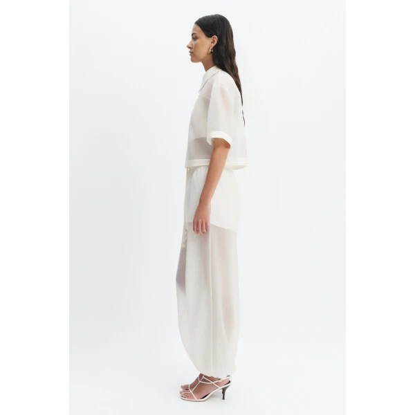 Aje Naia Cropped Shirt in Eggshell | Shirts | Luxury Shoes 