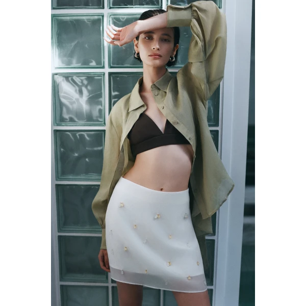 Aje Naia Mini Skirt in Eggshell | Skirts | Luxury Shoes 