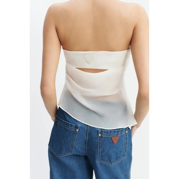 Aje Naia Strapless Top in Eggshell | Tops | Luxury Shoes 