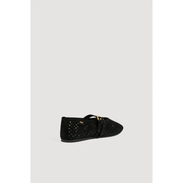 Aje Navina Suede Ballet Flat in Black | Flats | Luxury Shoes 