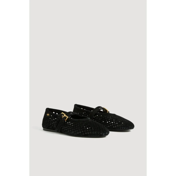 Aje Navina Suede Ballet Flat in Black | Flats | Luxury Shoes 