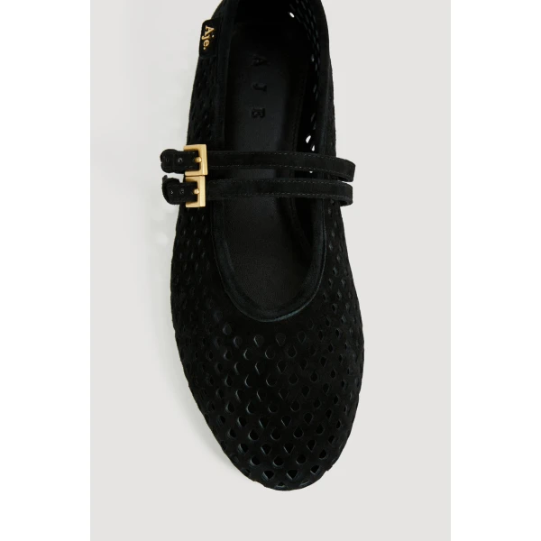 Aje Navina Suede Ballet Flat in Black | Flats | Luxury Shoes 