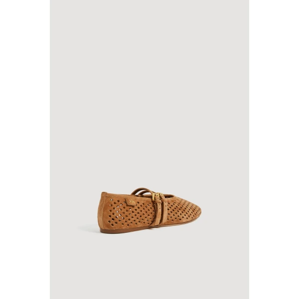 Aje Navina Suede Ballet Flat in Tan | Flats | Luxury Shoes 