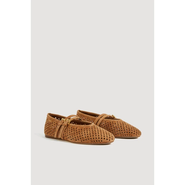 Aje Navina Suede Ballet Flat in Tan | Flats | Luxury Shoes 
