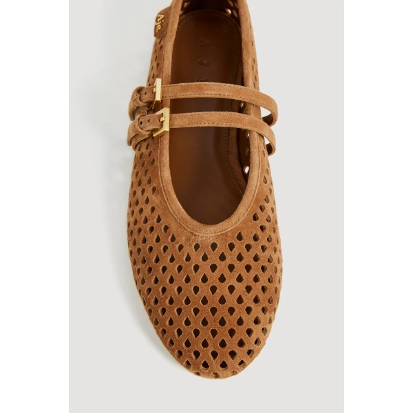 Aje Navina Suede Ballet Flat in Tan | Flats | Luxury Shoes 