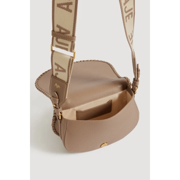 Aje Nina Logo Crossbody in Taupe | Shoulder & Crossbody Bags | Luxury Shoes 