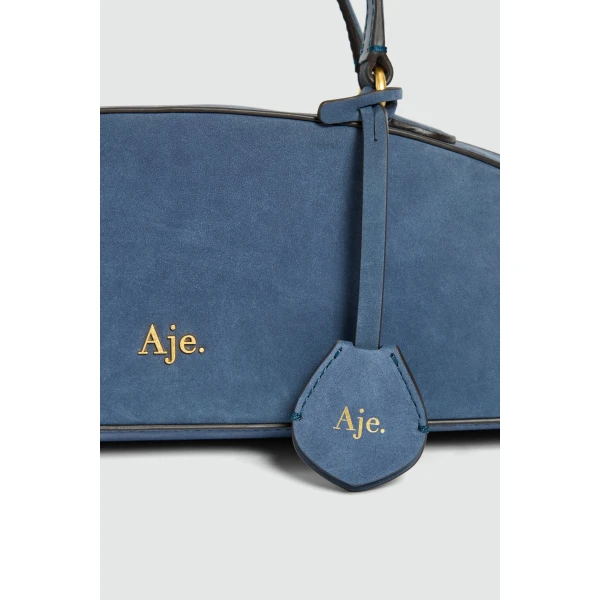 Aje Poppy Nubuck Shoulder Bag in Midnight Blue | Shoulder & Crossbody Bags | Luxury Shoes 