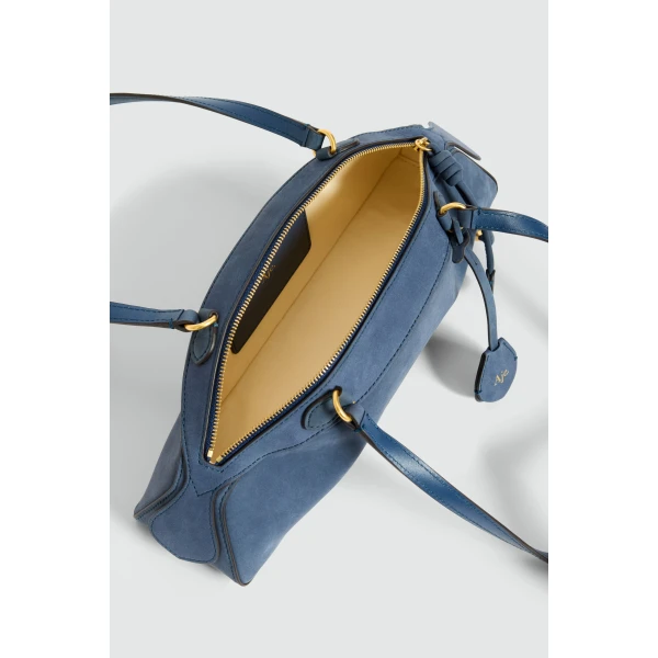 Aje Poppy Nubuck Shoulder Bag in Midnight Blue | Shoulder & Crossbody Bags | Luxury Shoes 