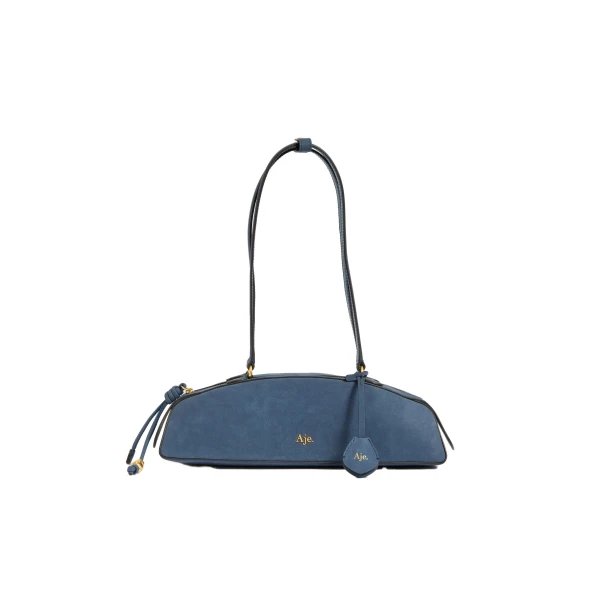 Aje Poppy Nubuck Shoulder Bag in Midnight Blue | Shoulder & Crossbody Bags | Luxury Shoes 