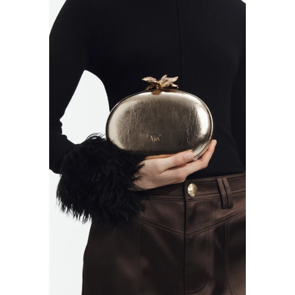 Aje Retrofete Clutch in Light Gold | Clutch Bags | Luxury Shoes 