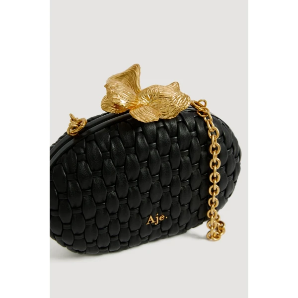 Aje Retrofete Woven Clutch in Black | Clutch Bags | Luxury Shoes 