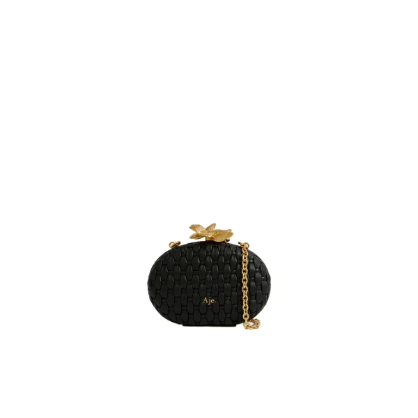 Aje Retrofete Woven Clutch in Black | Clutch Bags | Luxury Shoes 