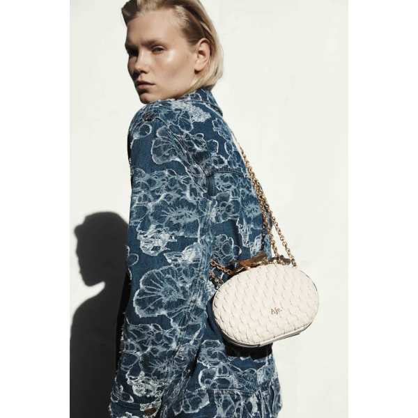 Aje Retrofete Woven Clutch in Ivory | Clutch Bags | Luxury Shoes 