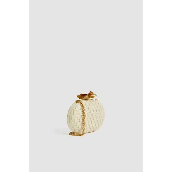 Aje Retrofete Woven Clutch in Ivory | Clutch Bags | Luxury Shoes 