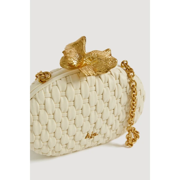 Aje Retrofete Woven Clutch in Ivory | Clutch Bags | Luxury Shoes 