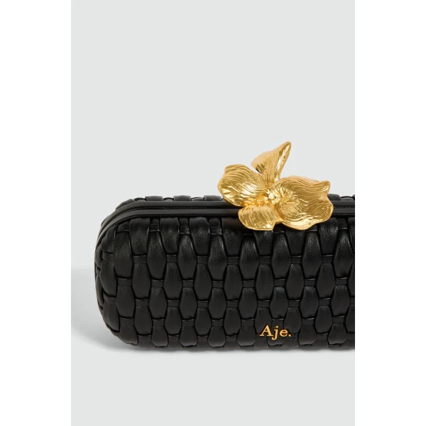 Aje Retrofete Woven Long Clutch in Black | Clutch Bags | Luxury Shoes 