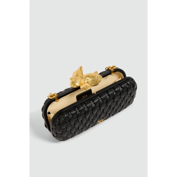 Aje Retrofete Woven Long Clutch in Black | Clutch Bags | Luxury Shoes 