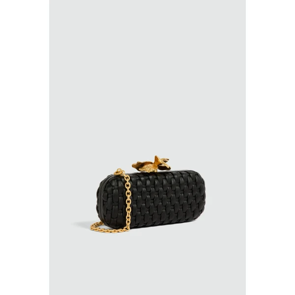 Aje Retrofete Woven Long Clutch in Black | Clutch Bags | Luxury Shoes 