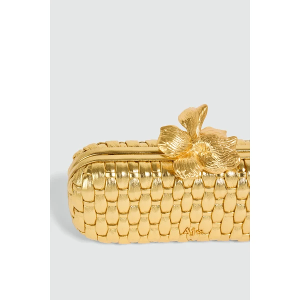 Aje Retrofete Woven Long Clutch in Gold | Clutch Bags | Luxury Shoes 