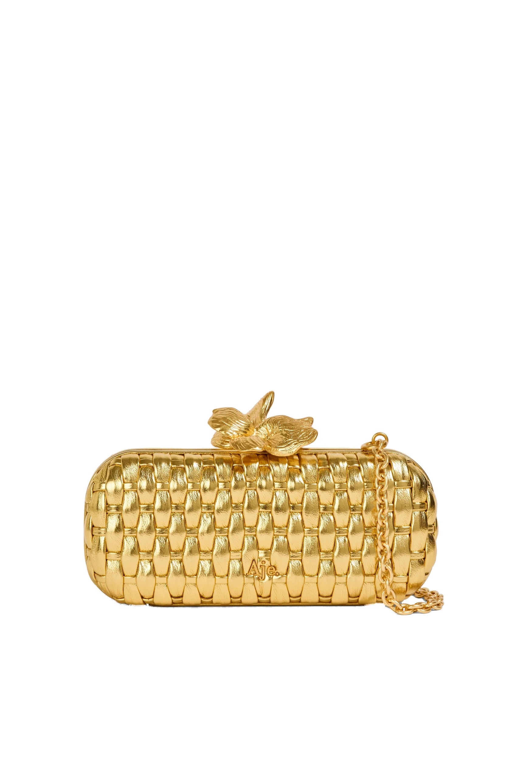 Aje Retrofete Woven Long Clutch Gold Aje Retrofete Woven Long Clutch in Gold | Clutch Bags | Luxury Shoes