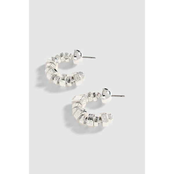 Aje Rogue Small Hoop in Silver | Earrings | Luxury Shoes 