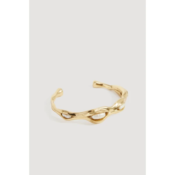 Aje Romara Pearl Cuff in Gold/Pearl | Bracelets | Luxury Shoes 